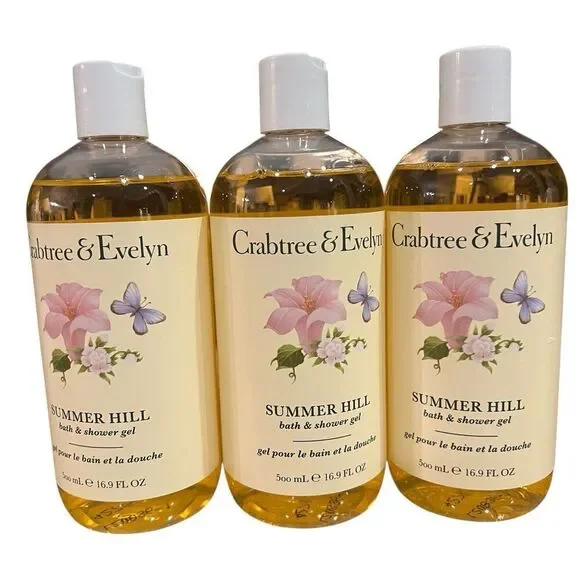Crabtree & Evelyn SUMMER HILL 16.9oz Bath & Shower Gel 3 BODY WASH SOAP & Lotion - Picture 2 of 7